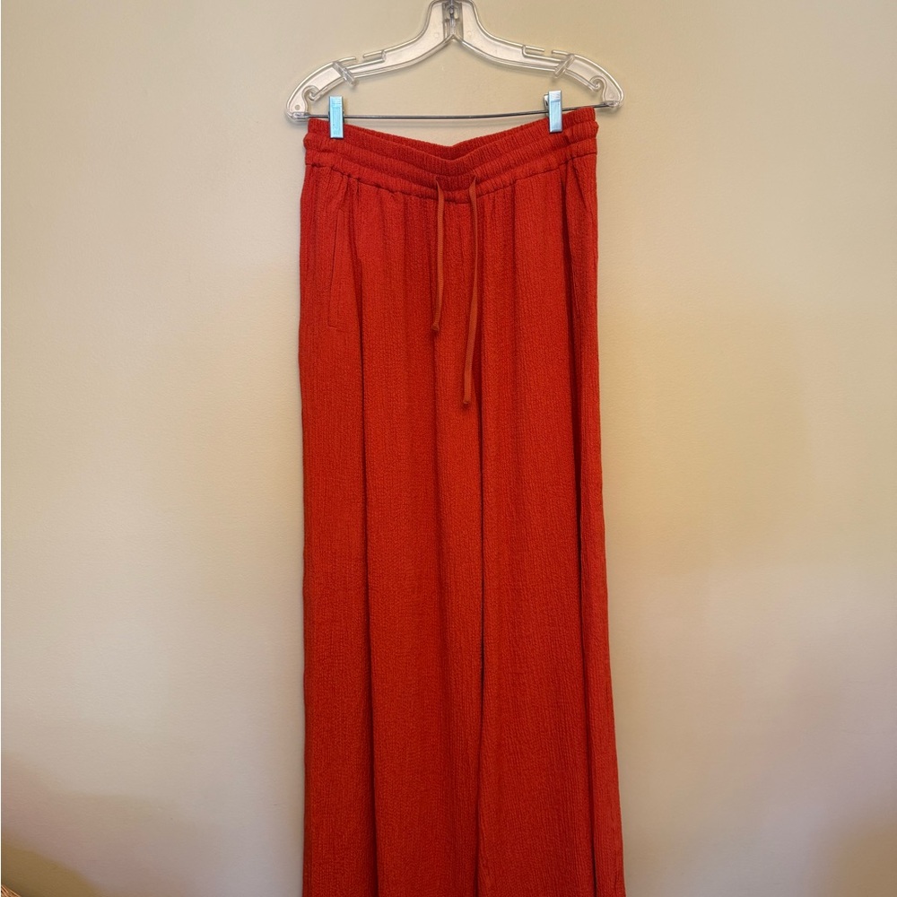 Anthropologie Red Wide Leg Pants